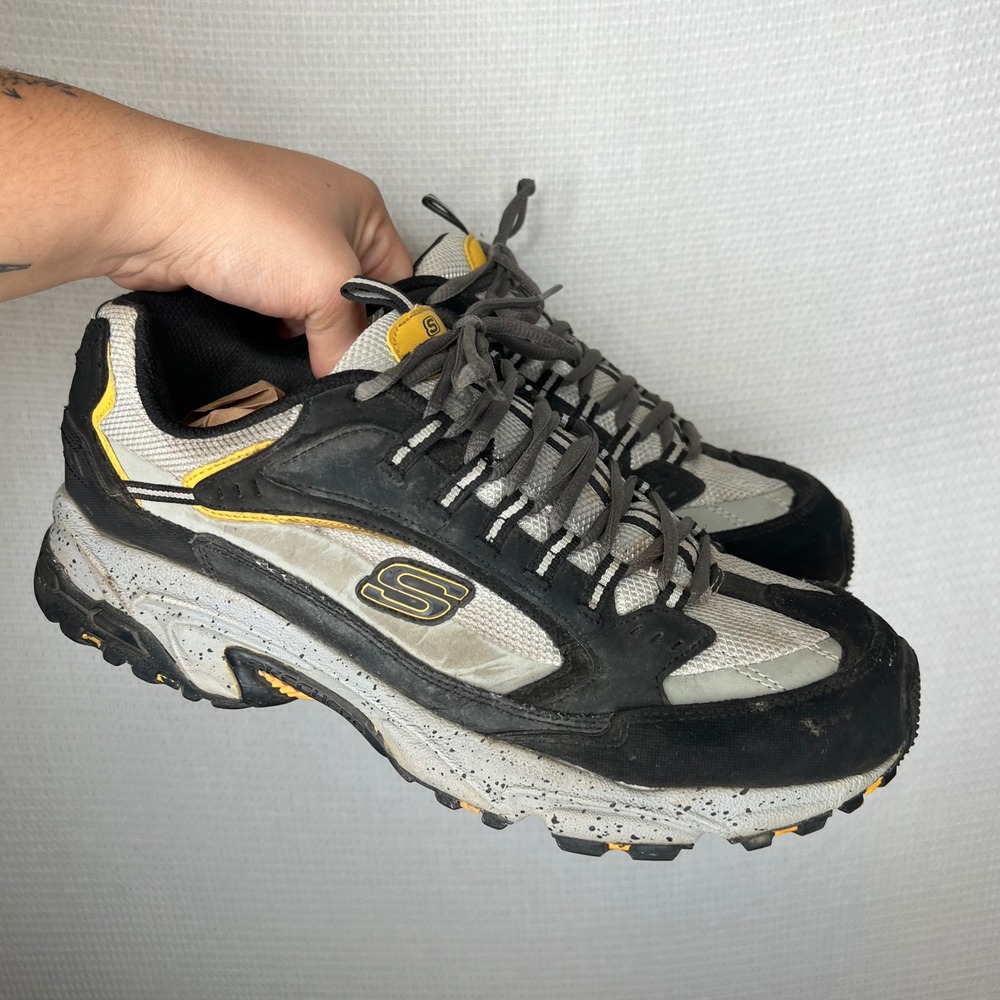 Skechers Sport Mens Trail Sneakers Black Grey Yellow Wide 51286EW Size 12